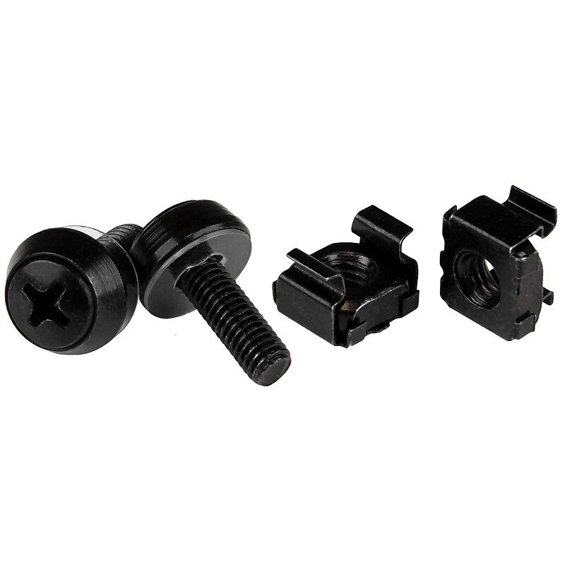StarTech 10-32 Server Rack Hardware Kit, Black, 50/Pack (CABSCREW1032) image 1