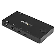 2 Port USB C KVM Switch - 4K 60Hz HDMI - Compact UHD Desktop KVM Switch w/USB Type C Cables - Bus Powered MacBook ThinkPad
