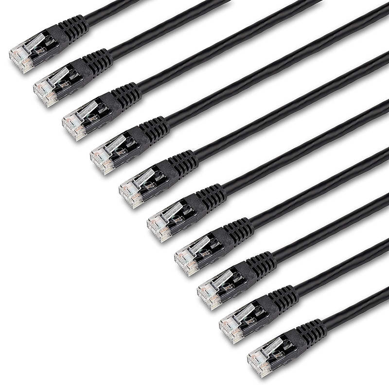 6 ft. CAT6 Ethernet cable - 10 Pack - ETL Verified - Black CAT6 Patch Cord - Molded RJ45 Connectors - 24 AWG - UTP image 1