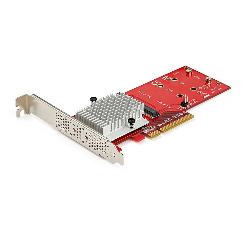 Dual M.2 PCIe SSD Adapter Card - x8 / x16 Dual NVMe or AHCI M.2 SSD to PCI Express 3.0 - M.2 NGFF PCIe (m-key) Compatible image 1