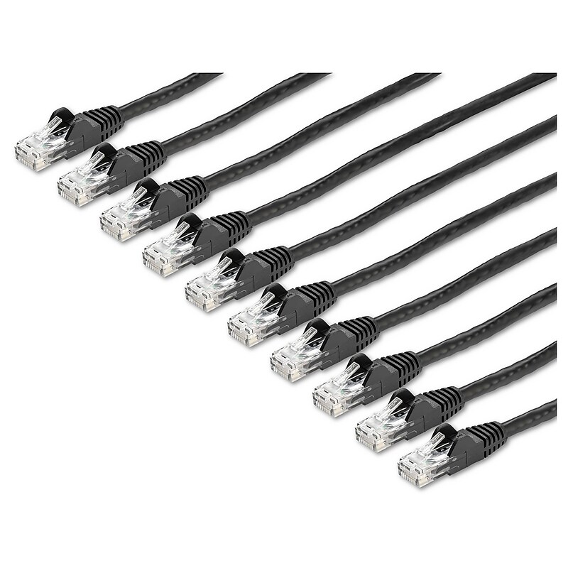 6 ft. CAT6 Ethernet Cable - 10 Pack - ETL Verified - Black CAT6 Patch Cord - Snagless RJ45 Connectors - 24 AWG - UTP image 1