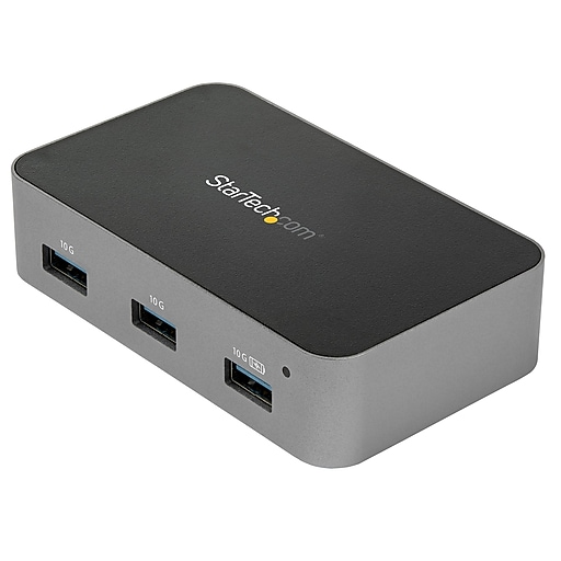 4 Port USB C Hub with Power Adapter, USB 3.1/3.2 Gen 2 (10Gbps), 4x USB Type A, Self Powered
