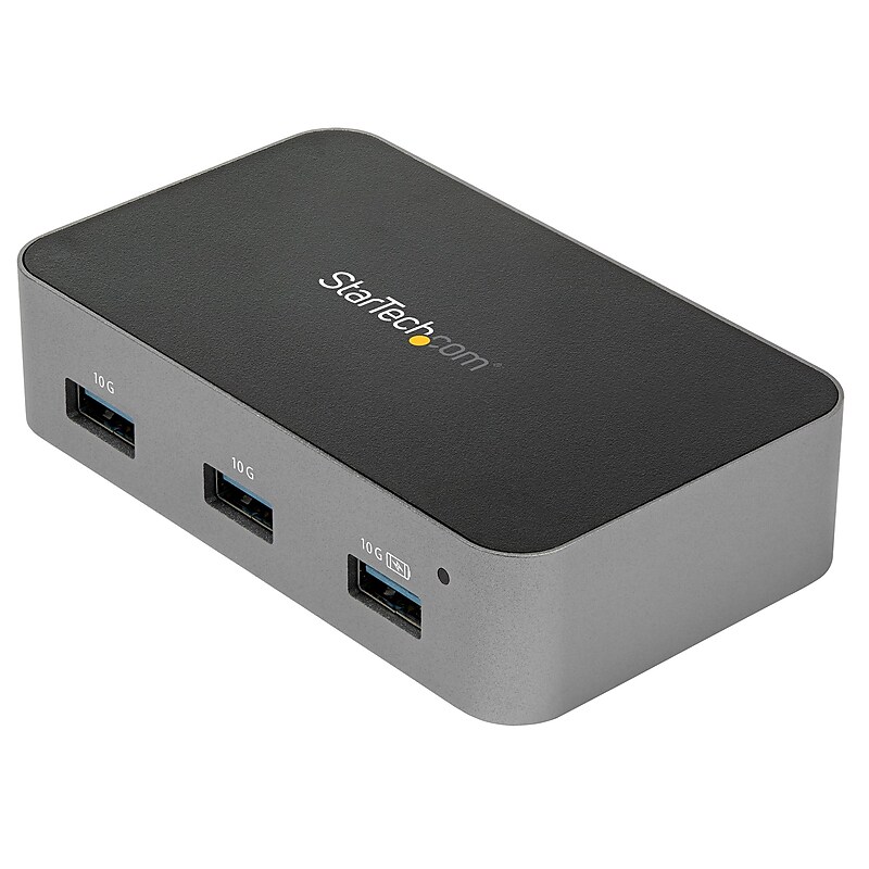 4 Port USB C Hub with Power Adapter, USB 3.1/3.2 Gen 2 (10Gbps), 4x USB Type A, Self Powered, Fast Charge Port, Mountable image 1
