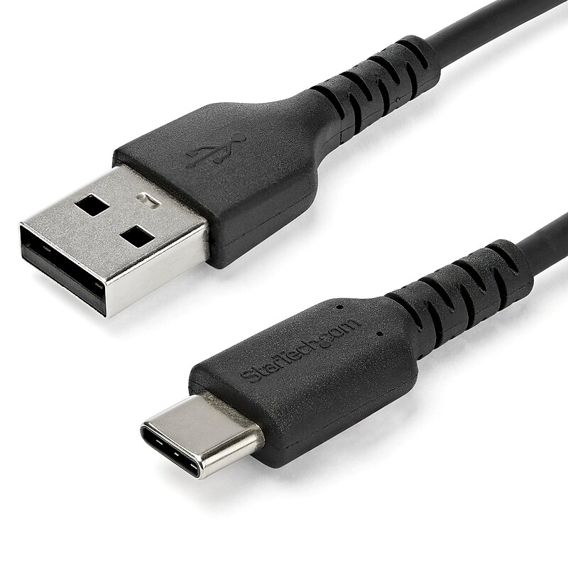 1m USB A to USB C Charging Cable - Durable Fast Charge & Sync USB 2.0 to USB Type C Data Cord - Aramid Fiber M/M 3A Black image 1