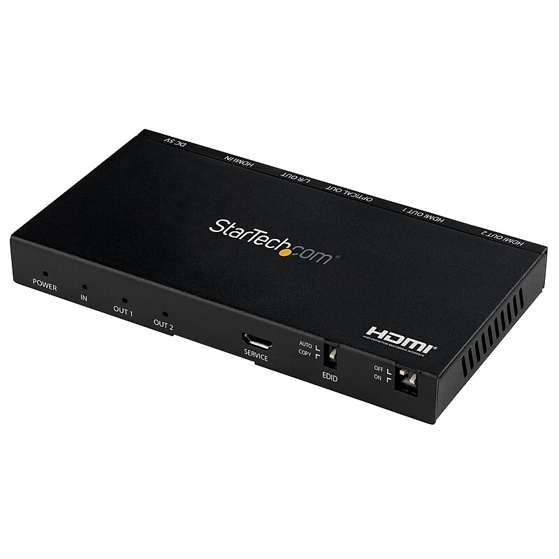 2-Port HDMI Splitter (1x2), 4K 60Hz UHD HDMI 2.0 Audio Video Splitter w/ Scaler and Audio Extractor, EDID Copy, TV/Projector image 1