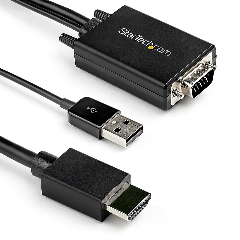 StarTech 6.6' VGA to HDMI Converter Cable with USB Audio Support, Male to Male, Black (VGA2HDMM2M) image 1