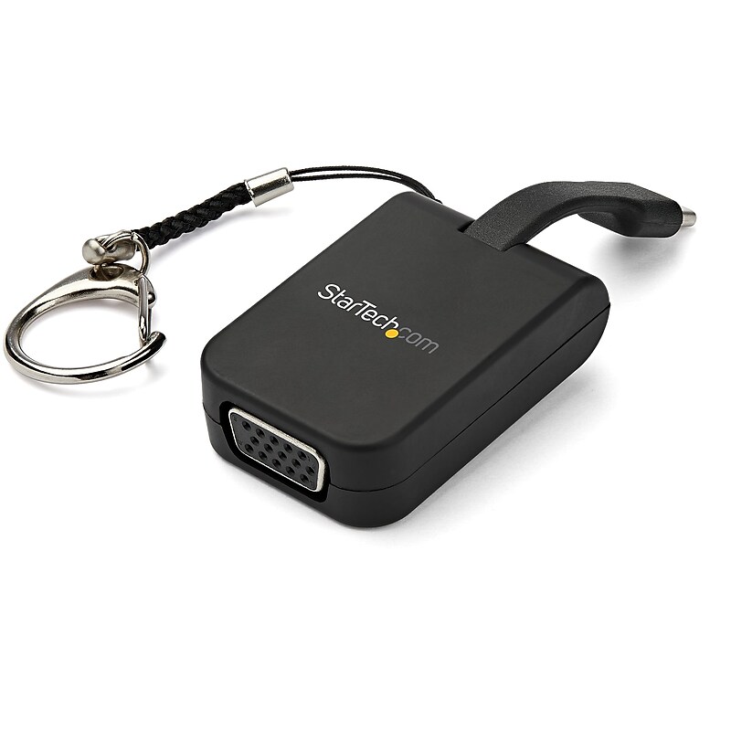 Compact USB C to VGA Adapter - 1080p Active USB Type-C to VGA Display Converter w/ Keychain Ring - Thunderbolt 3 Compatible image 1