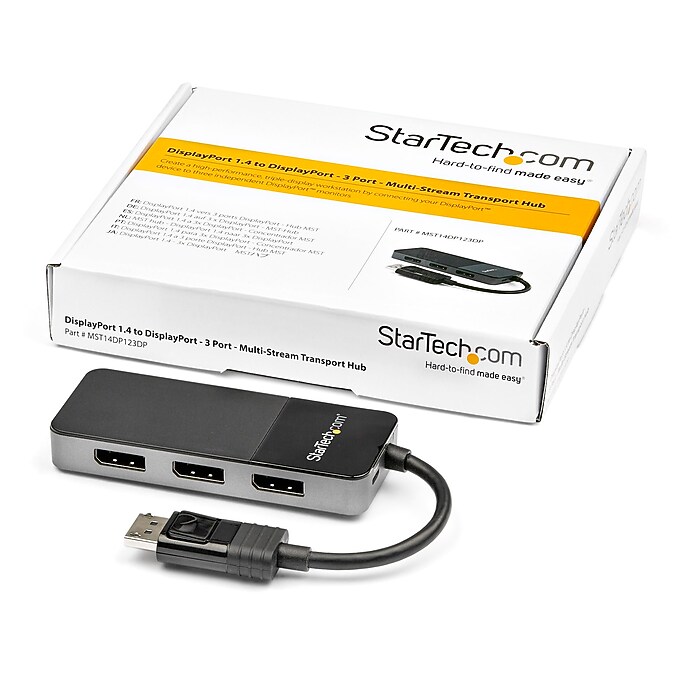 StarTech 3-Port DisplayPort 1.4 MST Hub für Multi-Monitor Setup