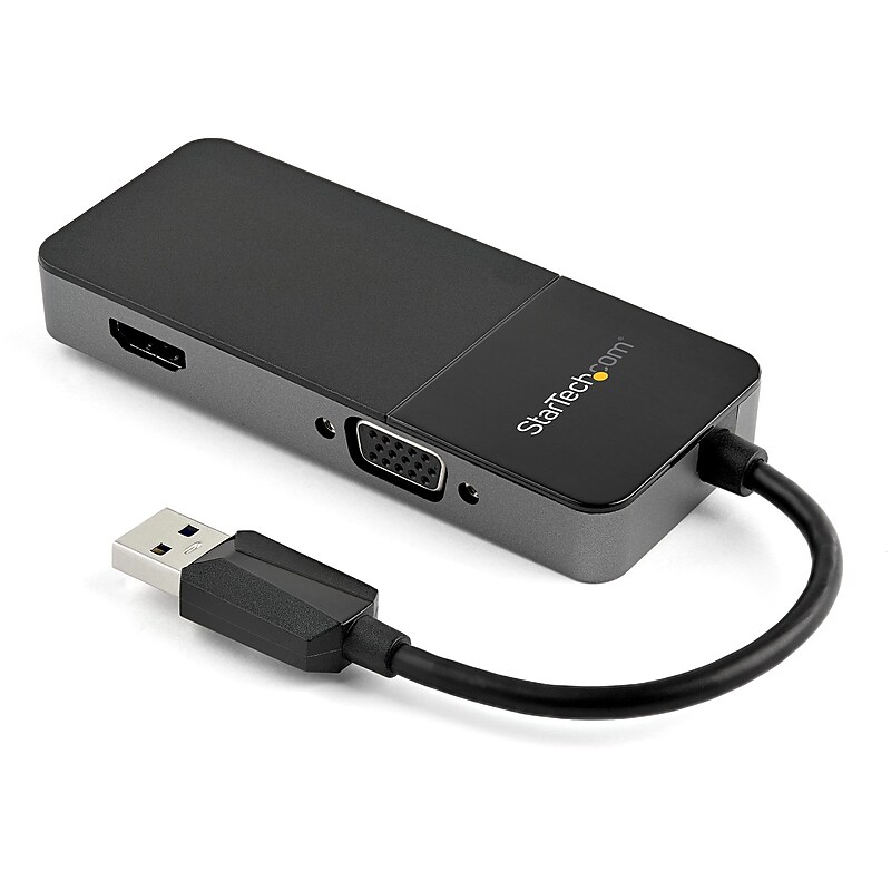 USB 3.0 to HDMI and VGA Adapter -4K/1080p USB Type A Dual Monitor Multiport Display Adapter Converter -External Graphics Card image 1