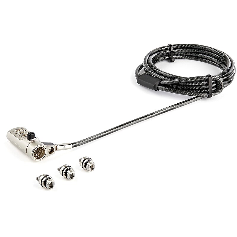 6.5' (2m) 3-in-1 Universal Laptop Cable Lock - 4-Digit Combination Security Lock for K-Slot, Nano & Wedge Slot Desktop/Laptop image 1