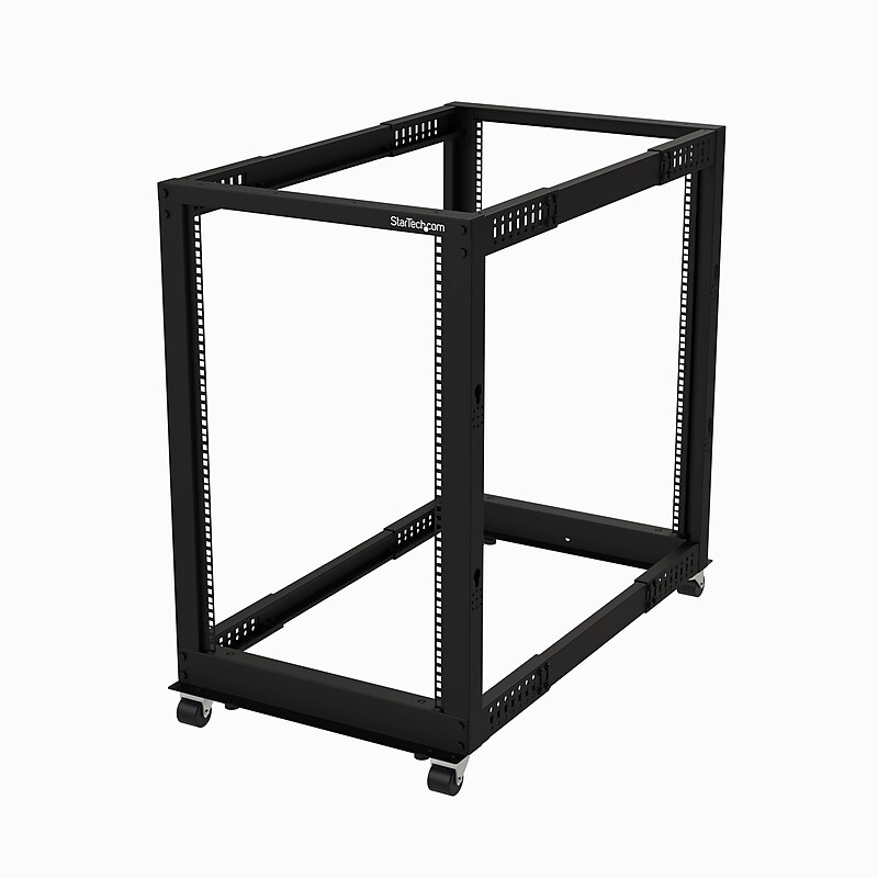 18U 19" Open Frame Server Rack - 4 Post, Adjustable Depth 22 to 40" - Mobile Network Equipment Rack - HP ProLiant ThinkServer image 1