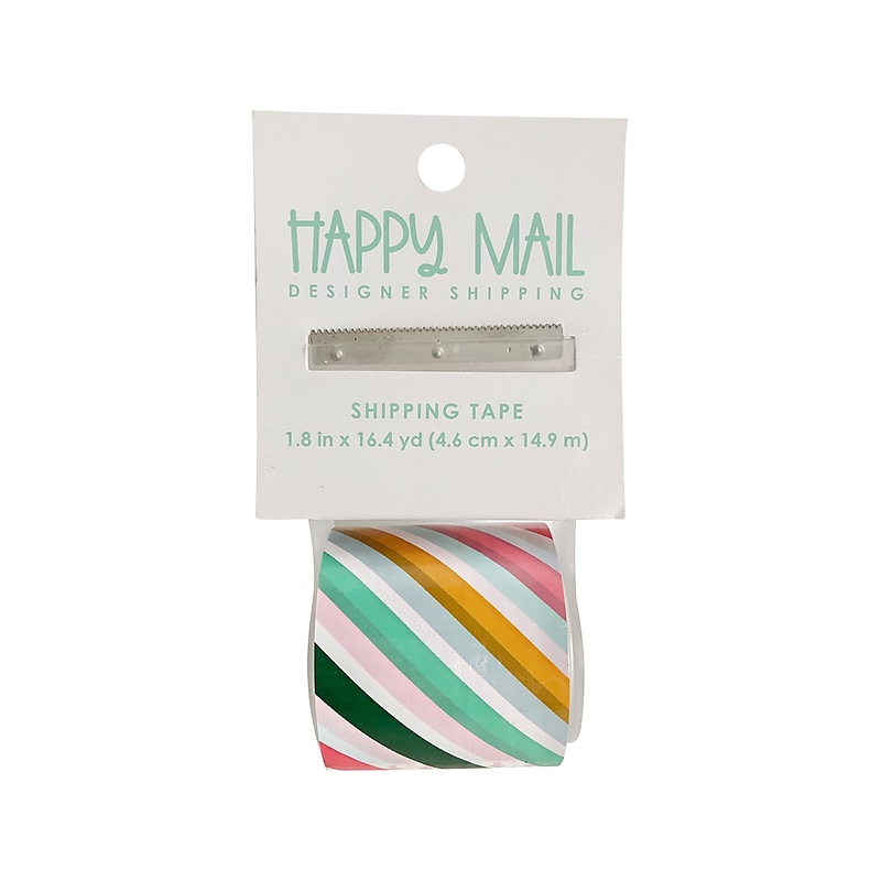 Happy Mail Packing Tape with Dispenser, 1.8" x 16.4 yds., Multicolor (246452) image 1