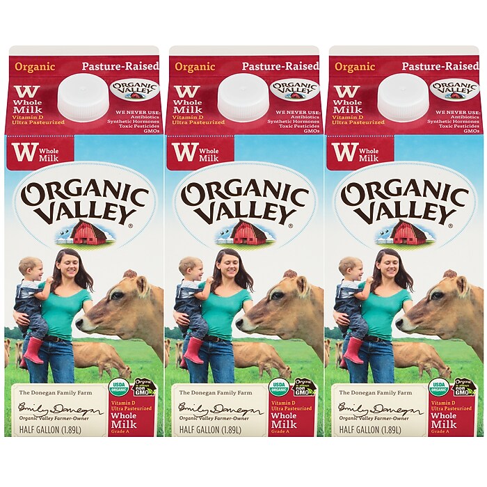 Organic Valley Whole Milk, 64 oz., 3/Pack (307-00348) | Staples
