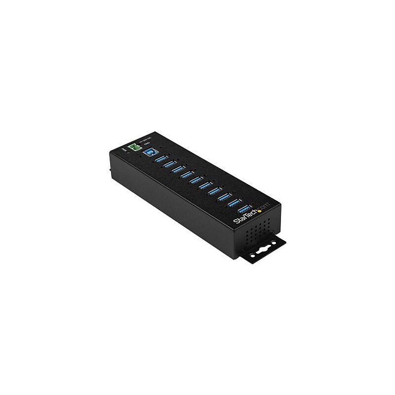 10 Port USB Hub w/ Power Adapter - Metal Industrial USB 3.0 Data Hub - Din Rail, Wall & Desk Mount USB 3.1 Gen 15Gbps Hub image 1
