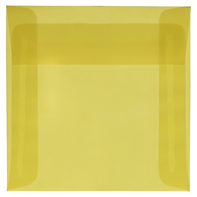 JAM Paper 6 x 6 Square Translucent Vellum Invitation Envelopes, Primary Yellow, Bulk 250/Box (PACV516H) image 1
