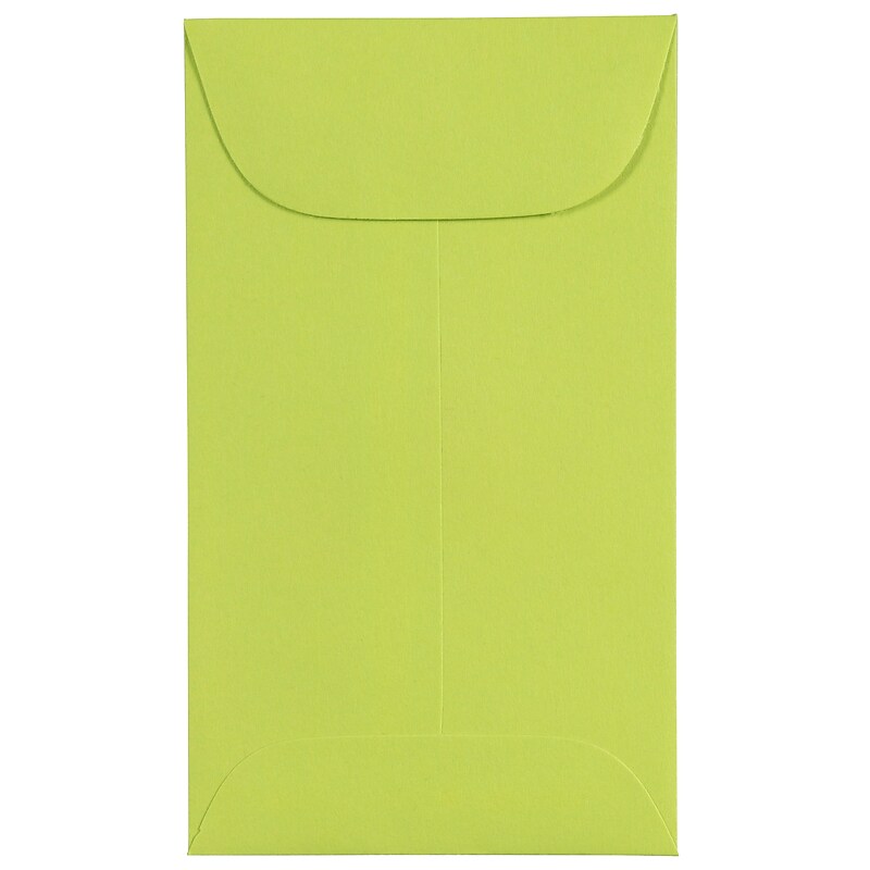 JAM Paper #3 Coin Business Colored Envelopes, 2.5" x 4.25", Ultra Lime Green, Bulk 1000/Carton (356730536C) image 1