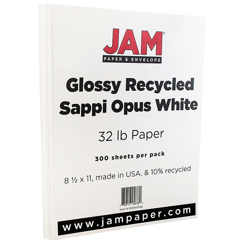JAM Paper 32 lb. Cardstock Paper, 8.5" x 11", White, 250 Sheets/Ream (1592227) image 1