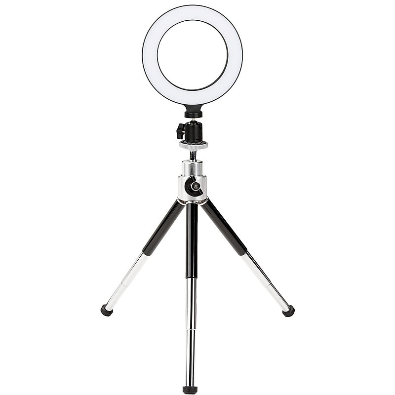 CODi 6" LED Ring Light with Mini Tripod, Black/Silver (LED-RING-6) image 1