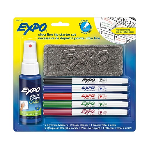 Expo Dry Erase Starter Set, Ultra Fine Tip, Assorted, 5/Set (1884310