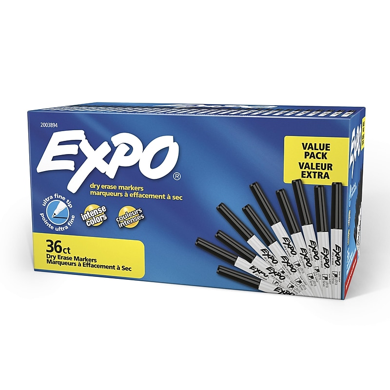 Expo Dry Erase Markers, Ultra Fine Tip, Black, 36/Pack (2003894) image 1