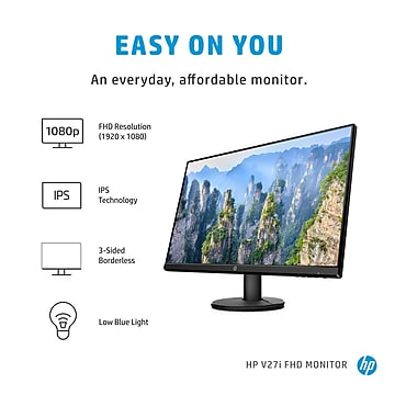 HP V27i Monitor, 27" LED Monitor, Black (9SV92AA#ABA)