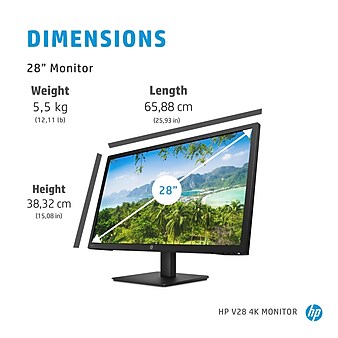 HP V28 28" 4K LED Monitor, Black (8WH57AA#ABA)
