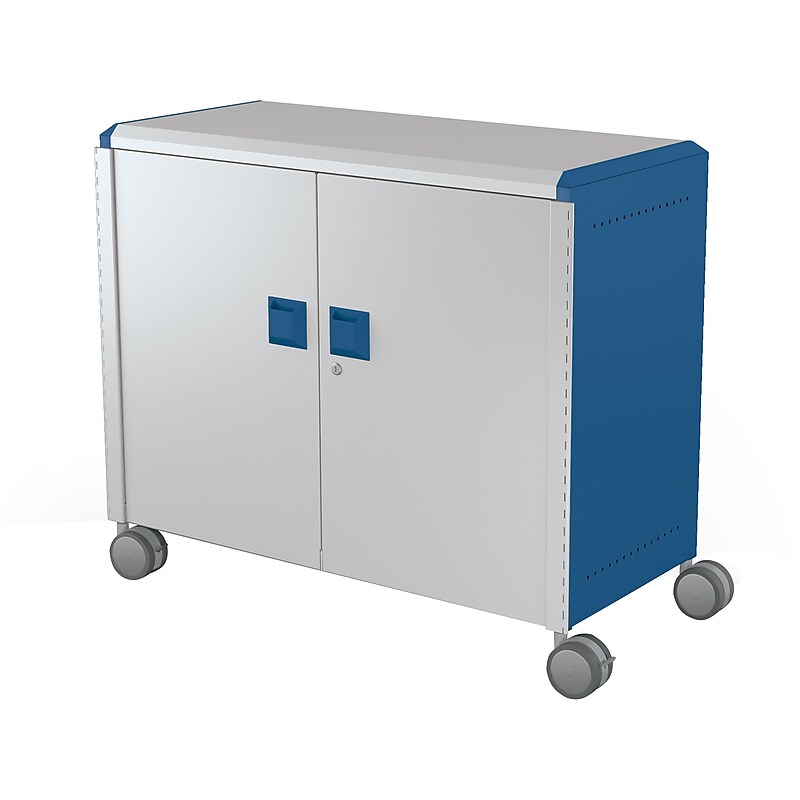 MooreCo Compass Maxi H2 Mobile 9-Section Storage Cabinet, 36.13"H x 41.88"W x 19.13"D, Platinum/Navy Metal (B3A1J2E1X0) image 1