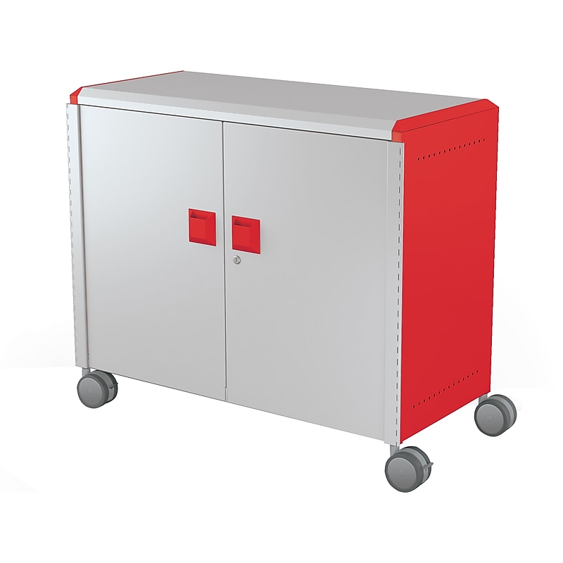 MooreCo Compass Maxi H2 Mobile 9-Section Storage Cabinet, 36.13"H x 41.88"W x 19.13"D, Platinum/Red Metal (B3A1C2E1X0) image 1