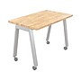 MooreCo Compass Makerspace 60" Table with Butcher Block, Beige/Platinum (91696-C-BUTCHER)~#|#~sp131850190_sc7