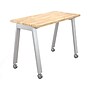 MooreCo Compass Makerspace 60" Table with Butcher Block, Beige/Platinum (91696-A-BUTCHER)~#|#~sp131850196_sc7