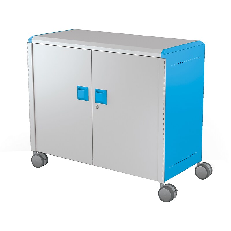 MooreCo Compass Maxi H2 Mobile 9-Section Storage Cabinet, 36.13"H x 41.88"W x 19.13"D, Platinum/Blue Metal (B3A1E2E1X0) image 1