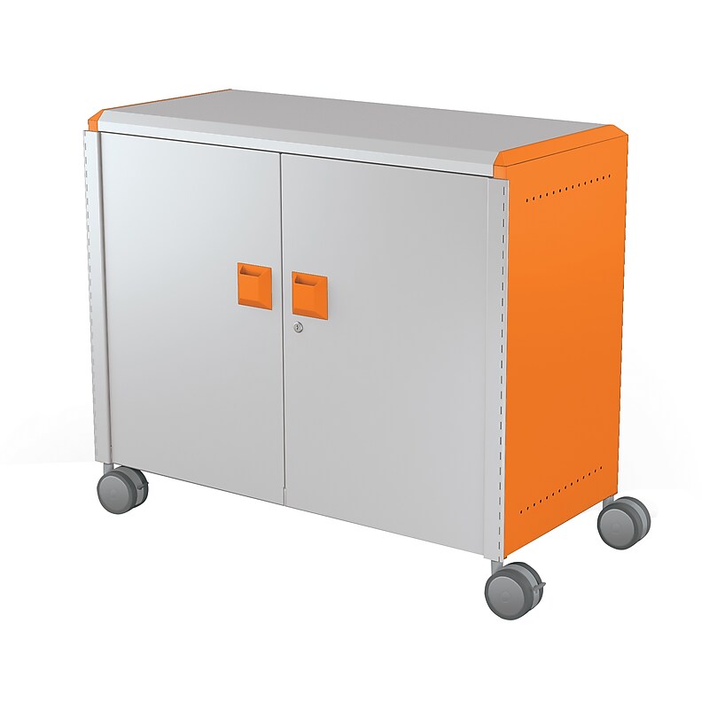MooreCo Compass Maxi H2 Mobile 9-Section Storage Cabinet, 36.13"H x 41.88"W x 19.13"D, Platinum/Orange Metal (B3A1H2E1X0) image 1