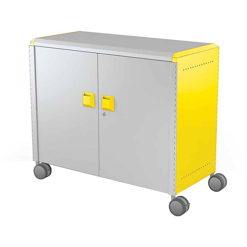 MooreCo Compass Maxi H2 Mobile 9-Section Storage Cabinet, 36.13"H x 41.88"W x 19.13"D, Platinum/Yellow Metal (B3A1G2E1X0) image 1