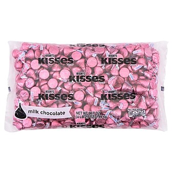HERSHEY'S KISSES Pink Foil Milk Chocolate Pieces, 66.7 oz. (HEC33434)