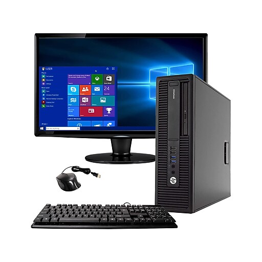 HP EliteDesk 800 G2 Refurbished Desktop Computer with 22" Monitor, WiFi