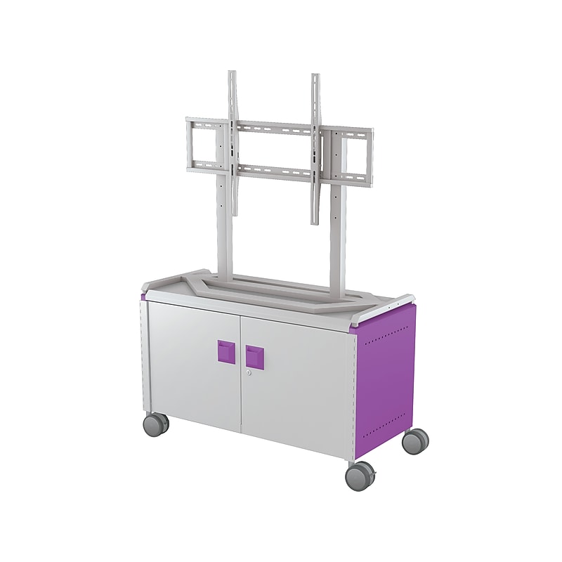 MooreCo Compass Maxi H1 Mobile 2-Section Storage Cabinet, 25.88"H x 41.88"W x 19.13"D, Platinum/Purple Metal (A3A1D2D1A0) image 1