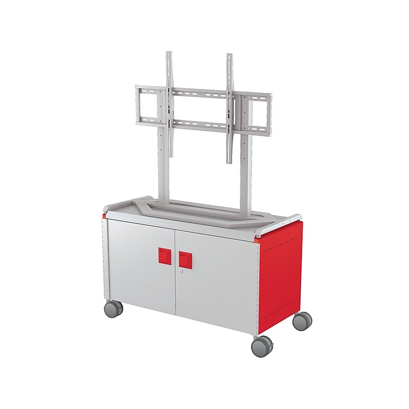 MooreCo Compass Maxi H1 Mobile 2-Section Storage Cabinet, 25.88"H x 41.88"W x 19.13"D, Platinum/Red Metal (A3A1C2D1A0) image 1