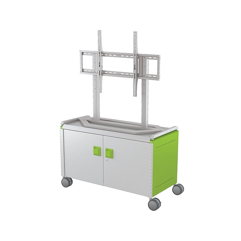 MooreCo Compass Maxi H1 Mobile 2-Section Storage Cabinet, 25.88"H x 41.88"W x 19.13"D, Platinum/Green Metal (A3A1F2D1A0) image 1