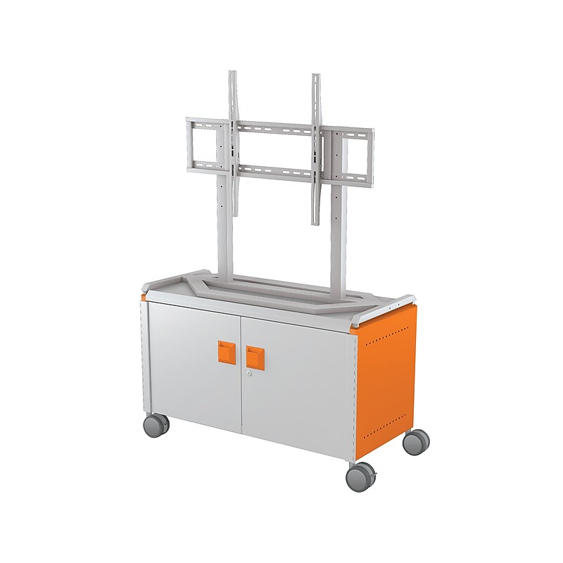 MooreCo Compass Maxi H1 Mobile 2-Section Storage Cabinet, 25.88"H x 41.88"W x 19.13"D, Platinum/Orange Metal (A3A1H2D1A0) image 1