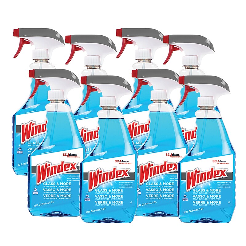 Windex Glass Cleaner with Ammonia-D Trigger Spray, 32 fl Oz., 8/Carton (322338CT) image 1