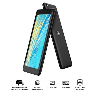 DP Core Innovations 7" Tablet, Quad Core, 1GB RAM, 16GB, Android 10.1 Go Edition, Black (CRTB7001BL)