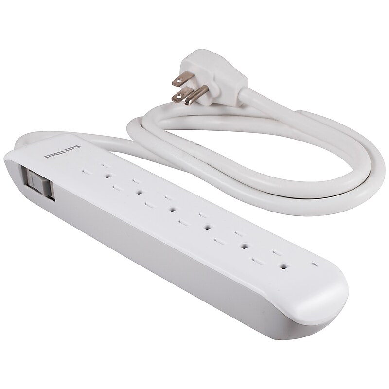 Philips 6-Outlet Surge Protector, 4', White (SPP3064WE/37) image 1