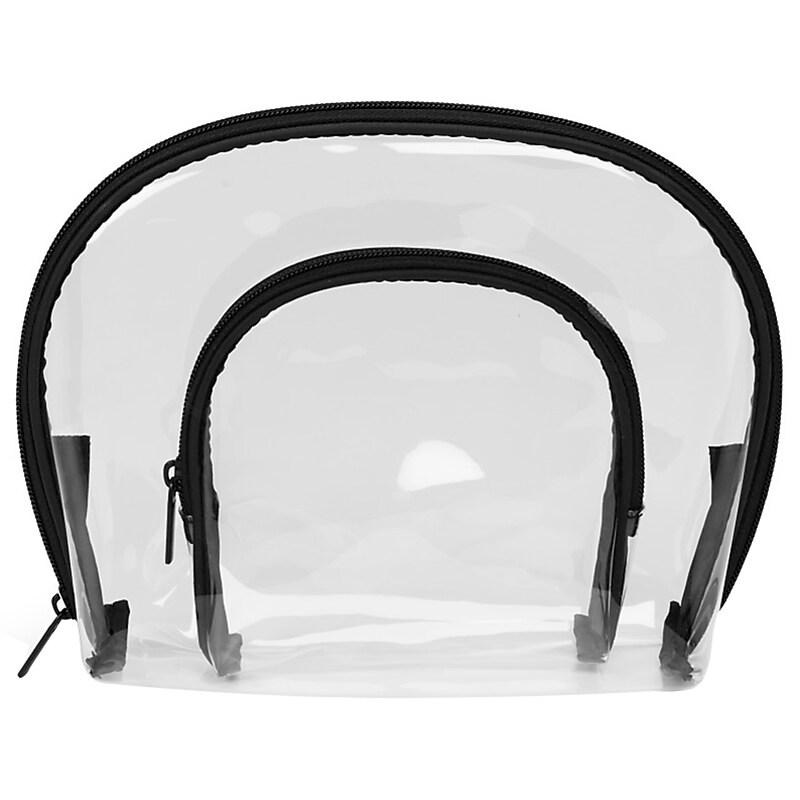 Basics 10" 2-Piece PVC Travel Pouch, Clear/Black/Black (A28710) image 1
