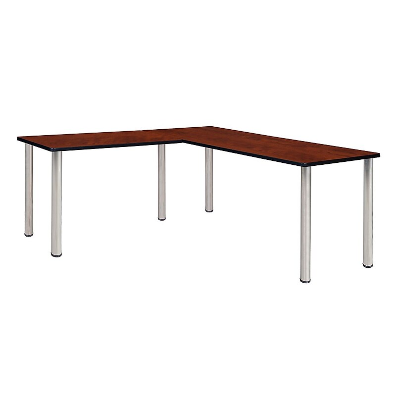Regency Kee 66" L-Desk with 42" Return, Cherry/Chrome (ML662442CHBPCM) image 1