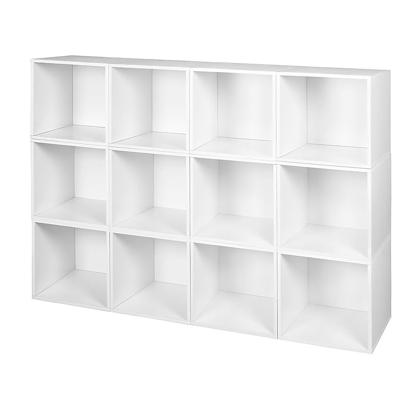 Niche Cubo Storage Set of 12 Cubes in White Wood Grain (PC12PKWH) image 1