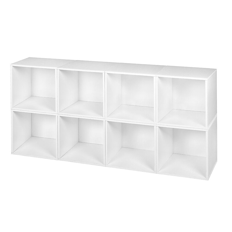 Niche Cubo Storage Set of 8 Cubes in White Wood Grain (PC8PKWH) image 1