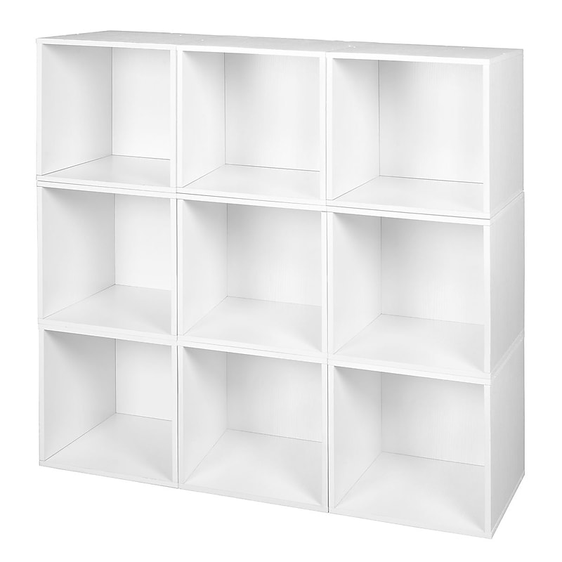 Niche Cubo Storage Set of 9 Cubes in White Wood Grain (PC9PKWH) image 1
