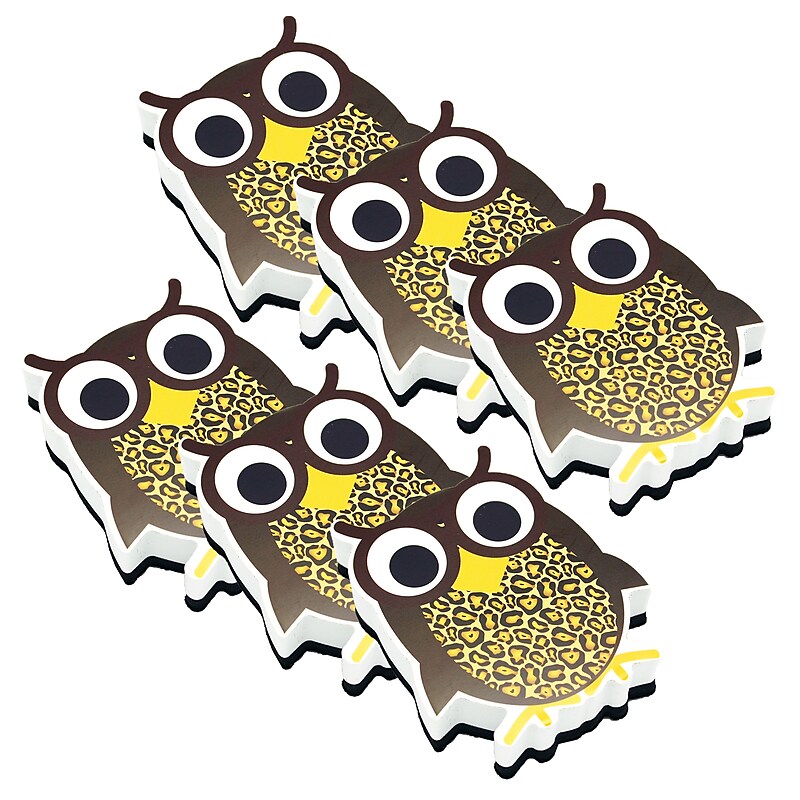 Ashley Productions® Magnetic Whiteboard Eraser, Wise Owl, Pack of 6 (ASH10009-6) image 1