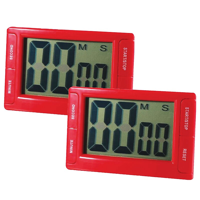Ashley Productions® 100-Minute Big Red Digital Timer, Red, 2 Pack (ASH10207-2) image 1