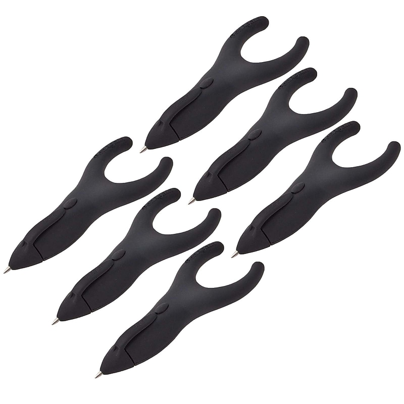PenAgain Ergo-Sof Retractable Ballpoint Pen, Medium Point, Black, Pack of 6 (BAUM00022-6) image 1